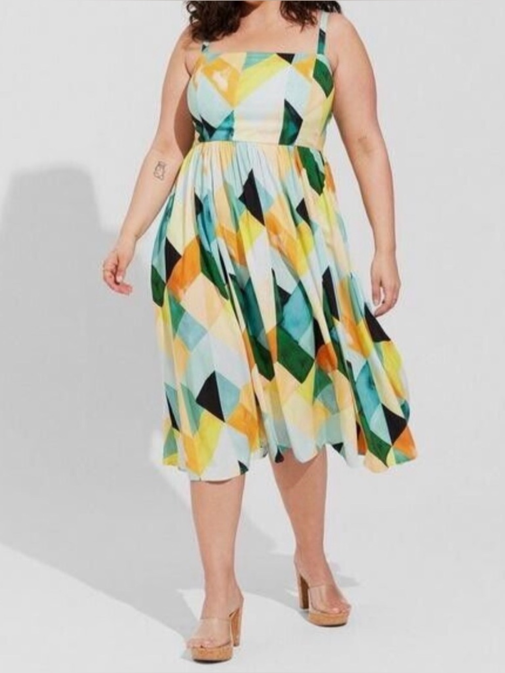 💐Spring Dress💐Torrid geometric print challis sleeveless midi sundress sz 2X